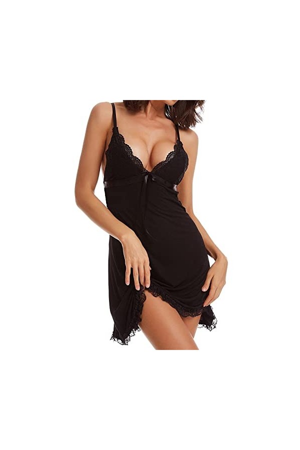 Ensemble de Lingerie Erothique Sexy Hot Dentelle Femmes Sexy Dentelle Chemise Chemise De Nuit Vêtements De Nuit Col en V Comp