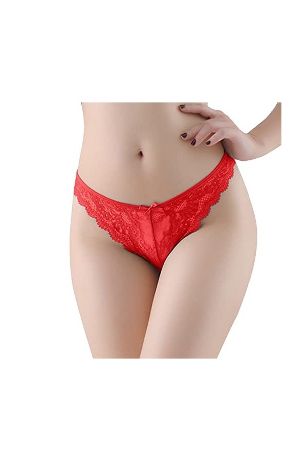 KEIZHUONIQIU Strings Tangas Femme Erothique Slip et Comfortable Crochet Dentelle Culottes Stretch Couleur Uni sous-Vetements 