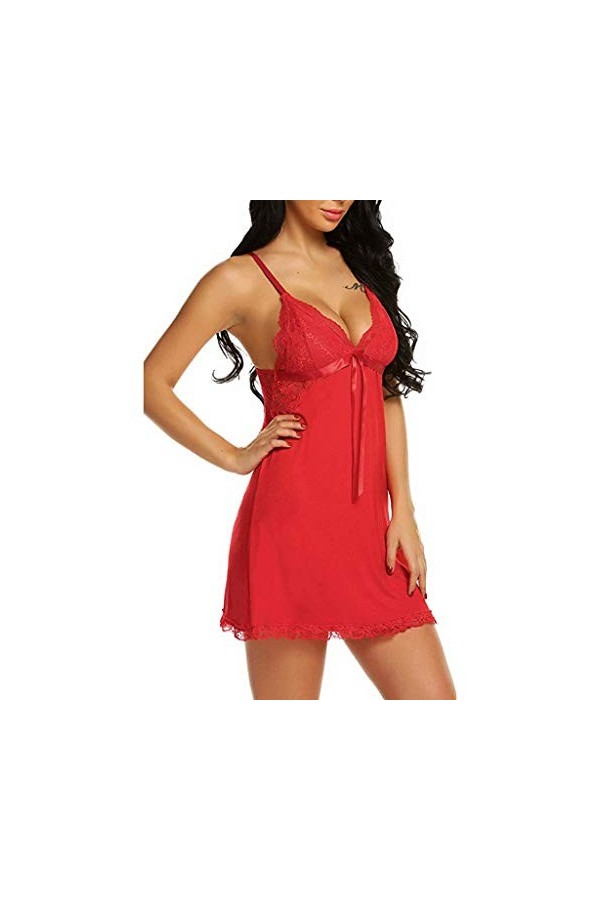 Nuisette Sexy Femme Rouge Lingerie Femme Tenue Sexy Nuisette Sexy sous Vetements Feminins Sexy Comfortable Nuisette Femme Sex