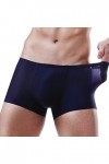 Boxer dété pour homme - En soie glacée transparente - Respirant - Taille souple - Sous-vêtement de ski - Noir, Marine, L