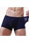 Boxer dété pour homme - En soie glacée transparente - Respirant - Taille souple - Sous-vêtement de ski - Noir, Marine, L