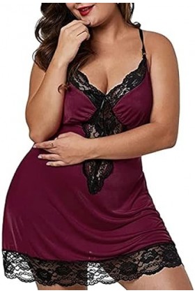 JEShifangjiusu Femmes Sexy Pyjama Plus Taille Pyjama Dentelle Bordure Soie Pyjama Pyjama PoupéE Pyjama Dentelle Chimique Rou