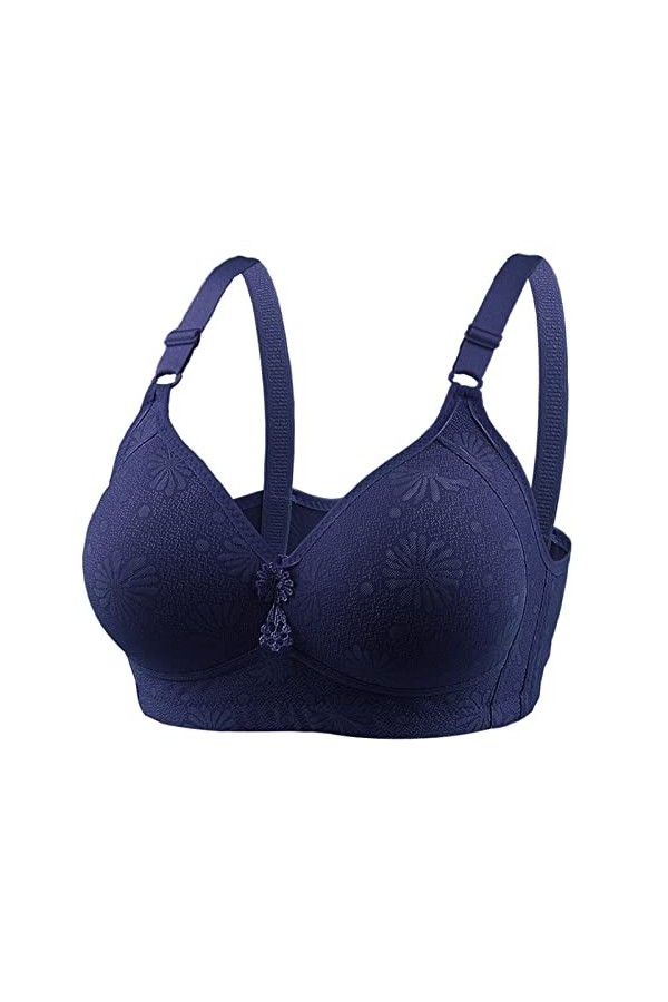 Soutien-Gorge sans Doublure sans Fil en Coton Mince pour Femme Taille Plus Blue, 100C 