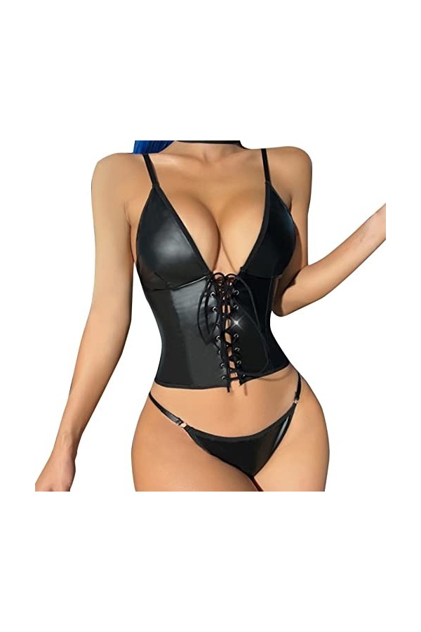 Ensemble deux pièces sexy pour femmes sous-vêtements 1PC + caleçon 1PC Lingerie vêtements sexy jarretelles sans bretelles T