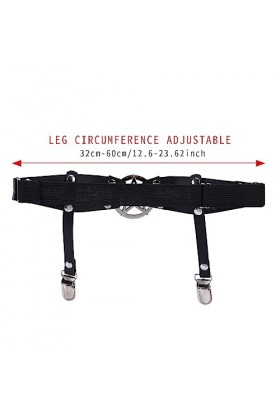 2PCS Jarretières de Jambe en Cuir Jarretières Gothiques Noires Jarretières de Cuisse Réglables Double Couche avec Clips Antid