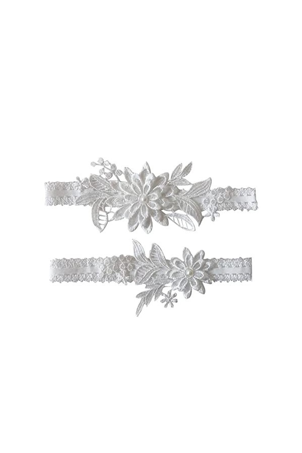 CITUYER Jarretière élastique en dentelle douce pour mariée, rose pâle, taille unique