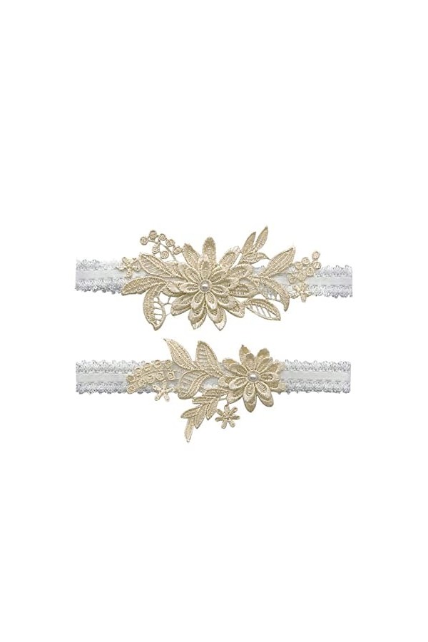 CITUYER Jarretière élastique en dentelle douce pour mariée, rose pâle, taille unique