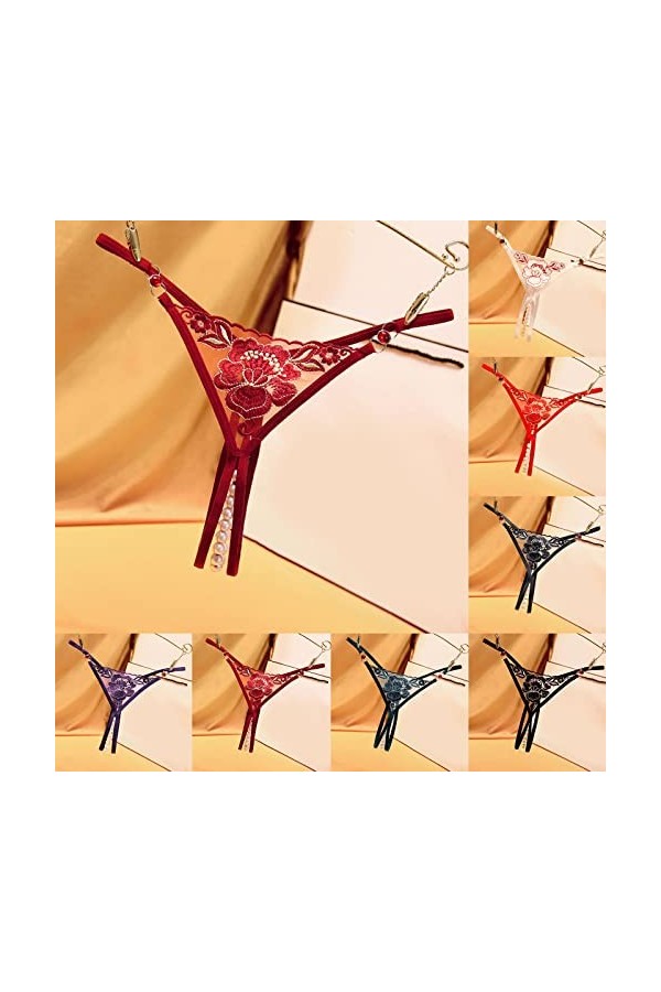 KEIZHUONIQIU Strings pour Tanga pour Femmes Sexy Slips Chic Dentelle Culottes Taille Haute Pure Couleurs Lingerie Tentation P