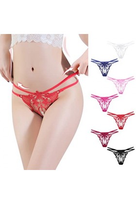 Tanga-Strings et Tangas de Femme Ouvert Slips et Comfortable en Dentelle pour Femmculottes Taille Basse Blanc sous-Vêtements 