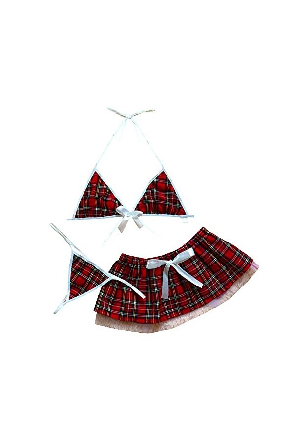 Body Rouge Dentelle Sous-vêtements érotiques Jeu de rôle Étudiant Uniforme Tentation Sous-vêtements érotiques Étudiant Costum
