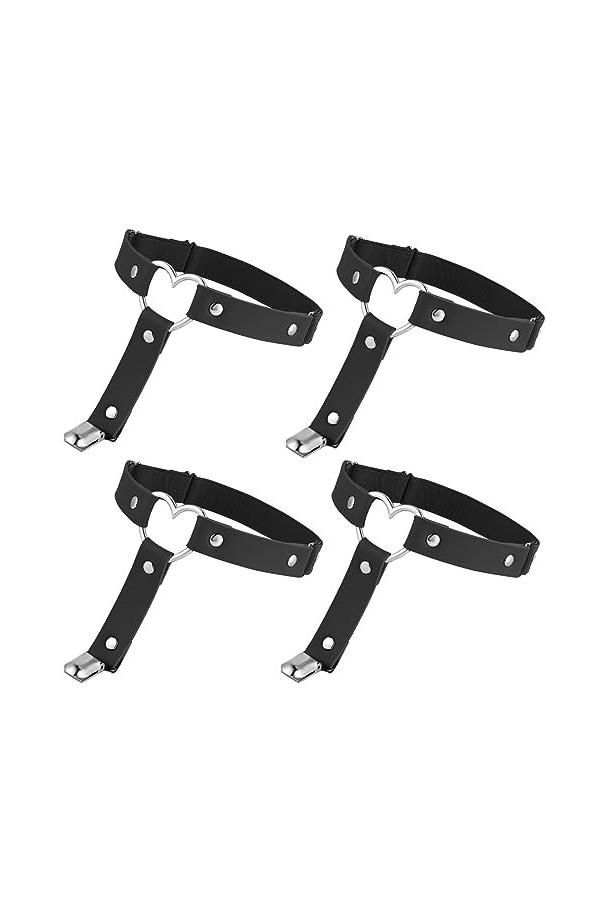4 Pièces Jarretière de Jambe en Forme de Cœur Réglable Punk Gothique Clip Antidérapant pour Femmes Accessoires de Fête Cospla