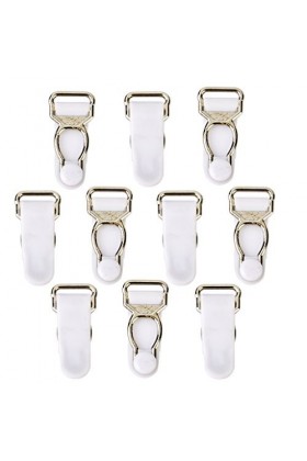 Colcolo Lot de 10 clips pour jarretière et jarretière - Blanc