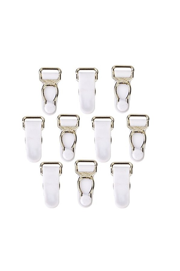 Colcolo Lot de 10 clips pour jarretière et jarretière - Blanc
