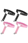 4 Pièces Jarretière de Jambe en Forme de Cœur Réglable Punk Gothique Clip Antidérapant pour Femmes Accessoires de Fête Cospla