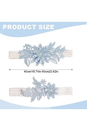 AAED 2 pièces Jarretière de Mariage, Bleu Élastique Jarretière Mariée, Accessoires de Mariage Nuptiale pour Les mariées Femme