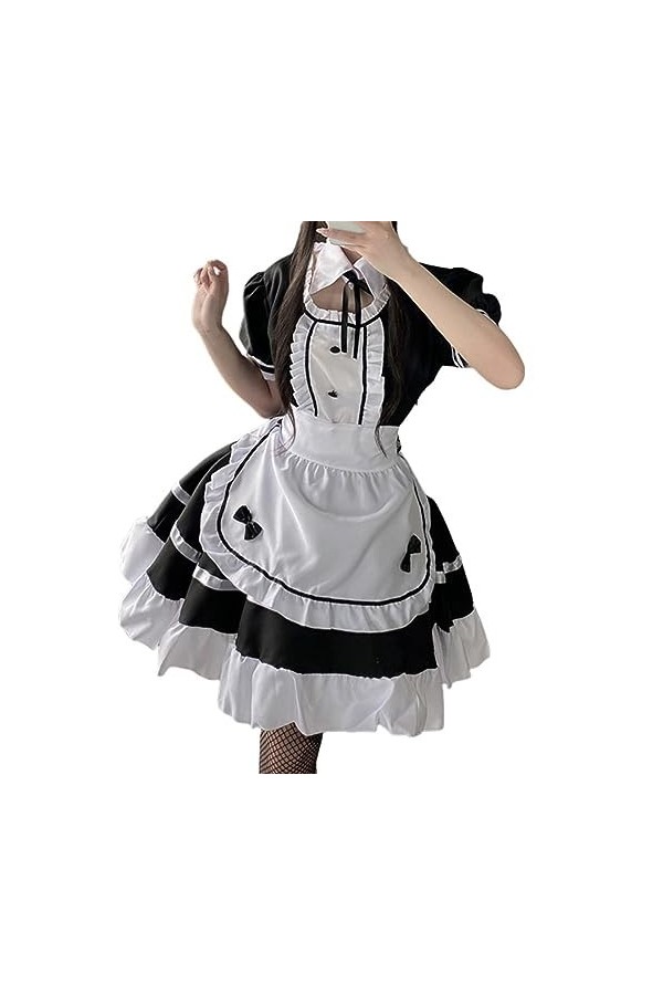 Soolike Déguisement mignon femme robe cosplay sexy avec boutons Vêtements Gothiques Grande Taille Pour Femmes Black, XXL 