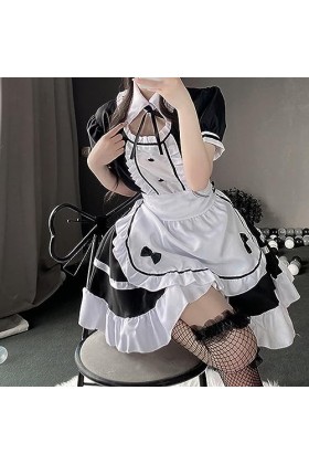 Soolike Déguisement mignon femme robe cosplay sexy avec boutons Vêtements Gothiques Grande Taille Pour Femmes Black, XXL 