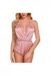 liaddkv Ensemble de lingerie sexy en satin pour femme, Rose, XL