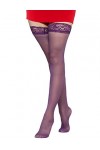 Adove Bas de cuisse en dentelle transparente avec silicone pour femme - violet - taille unique