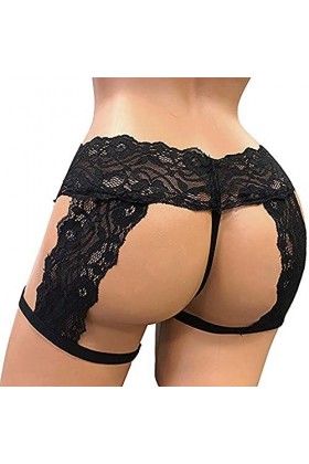 Kaytong Culottes pour Hommes Sexy Grande Taille Dentelle Respirante Creuse Lingerie Sexy Gay Sissy sous-vêtements érotiques M