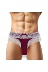 LINSINCH String Sexy Homme sous-vêtements Transparent Slip en Dentelle pour Hommes Bout à Bout Ouvert Bas Sissy Culottes