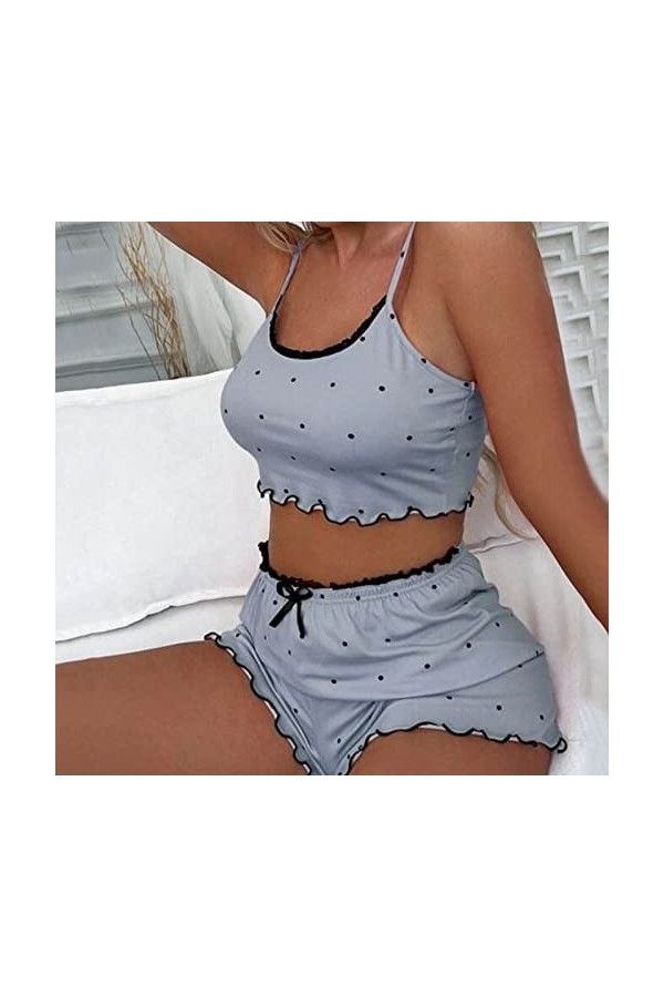IQYU Lingerie Rouge Dentelle Noire Blanche Dentelle Glacée Soie Glace Lait Déchiqueté Hfür Home Doux Ensemble de Pyjama Impri
