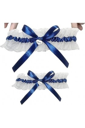 Satohom Jarretière élastique en dentelle et ruban avec nœud en ruban - Porte-jarretelles de mariée - Cadeau de mariage pour f