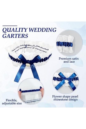 Satohom Jarretière élastique en dentelle et ruban avec nœud en ruban - Porte-jarretelles de mariée - Cadeau de mariage pour f