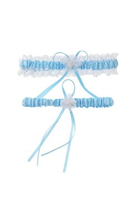 RDWESZOD Jarretière extensible en dentelle pour mariée, Bleu ciel - A, M