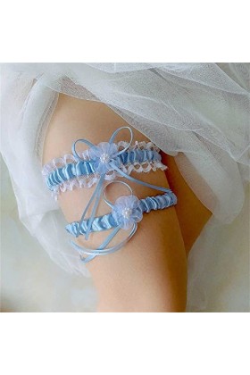 RDWESZOD Jarretière extensible en dentelle pour mariée, Bleu ciel - A, M