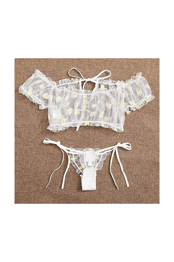 Vêtements De Nuit Femme 2 Pièce sous-Vetements Sexy Ensemble Soutien Gorge et String Dentelle Lingerie Sexy Ensemble Erotique