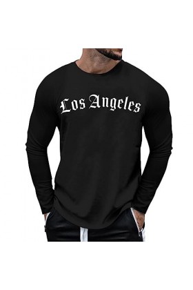 T-shirt à manches longues pour homme avec lettres créatives - Long - Vintage - Basic - Grandes tailles - Fonctionnel - Pour l