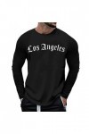 T-shirt à manches longues pour homme avec lettres créatives - Long - Vintage - Basic - Grandes tailles - Fonctionnel - Pour l