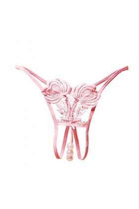 Strings et T-Back Tangas pour Femme Ouvert Slips Confortables Crochet Dentelle Culotte Creux Out Couleur Uni sous-Vetements C