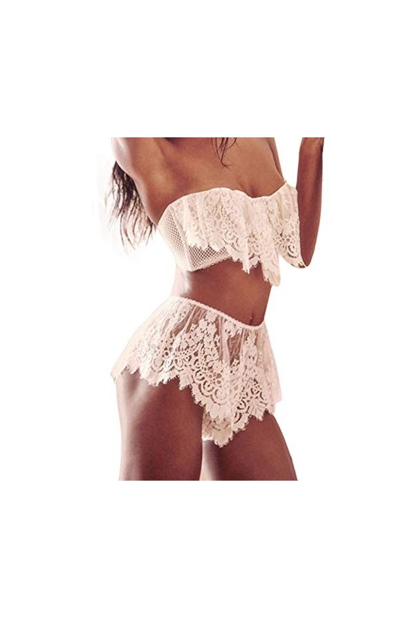 sous-Vetements Femme Erotique Lingerie Sexy Ensemble Sexy Ensemble Soutien Gorge et String 2 Pièce Vêtements De Nuit Dentelle