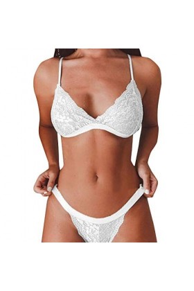 Femme sous-Vetements Sexy Ensemble Soutien Gorge et String Erotique Vêtements De Nuit 2 Pièce Lingerie Sexy Ensemble Dentelle
