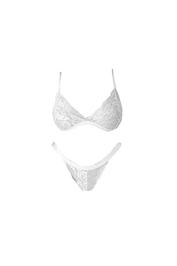 Femme sous-Vetements Sexy Ensemble Soutien Gorge et String Erotique Vêtements De Nuit 2 Pièce Lingerie Sexy Ensemble Dentelle