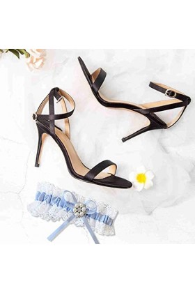 Lot de 2 porte-jarretelles en dentelle bleue, porte-jarretelles extensibles en dentelle, anneaux de jambe, nœud en perles, ha