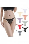 KEIZHUONIQIU String et T-Back Tangas pour Femme Hot Slips et Comfortable Crochet Dentelle Culottes Creux Out Élastique sous V