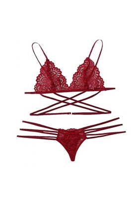 Ensemble Soutien Gorge et String Femme Sexy sous-Vetements Erotique Vêtements De Nuit Dentelle Lingerie Sexy Ensemble 2 Pièce