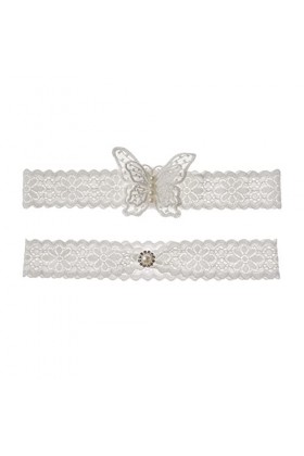 CITUYER Jarretière de mariage élastique en dentelle douce Accessoires de mariage Cadeaux de future mariée, Papillon-Blanc-B, 