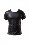 Veste pour homme aspect vernis T-shirt slim fit latex brillant haut sexy en cuir verni avec col montant hippie disco fête clu