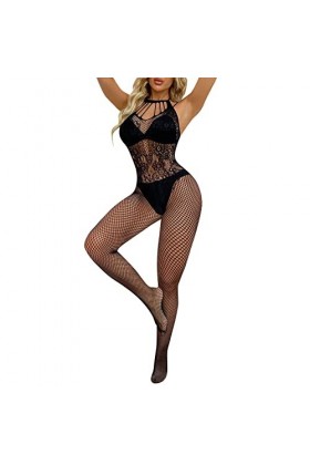 Femmes Sexy Lingerie Résille Bodystocking sous-Vêtements De Nuit Chemises Bodys Ensemble Soutien Gorge Sexy Black, One Size 