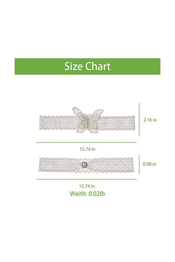 CITUYER Jarretière de mariage élastique en dentelle douce Accessoires de mariage Cadeaux de future mariée, Papillon-Blanc-B, 
