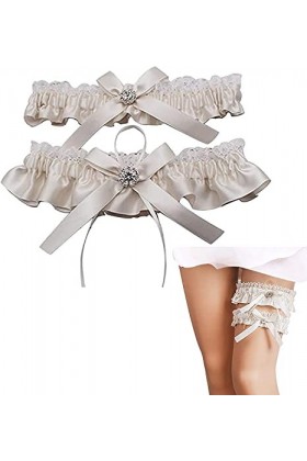 NEPINO Jarretières pour mariée, jarretière de mariage pour mariée, porte-jarretelles en ruban de dentelle élastique pour mari