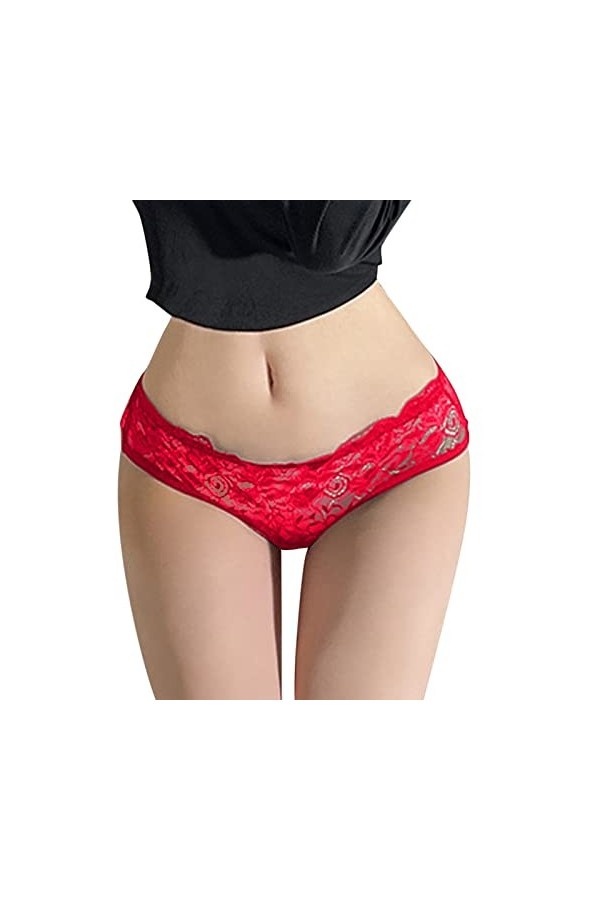 Culotte en Dentelle Sexy pour Femmes String Taille Basse sous-vêtements en Coton découpe Dentelle Bikini Menstruelle Nuit Re