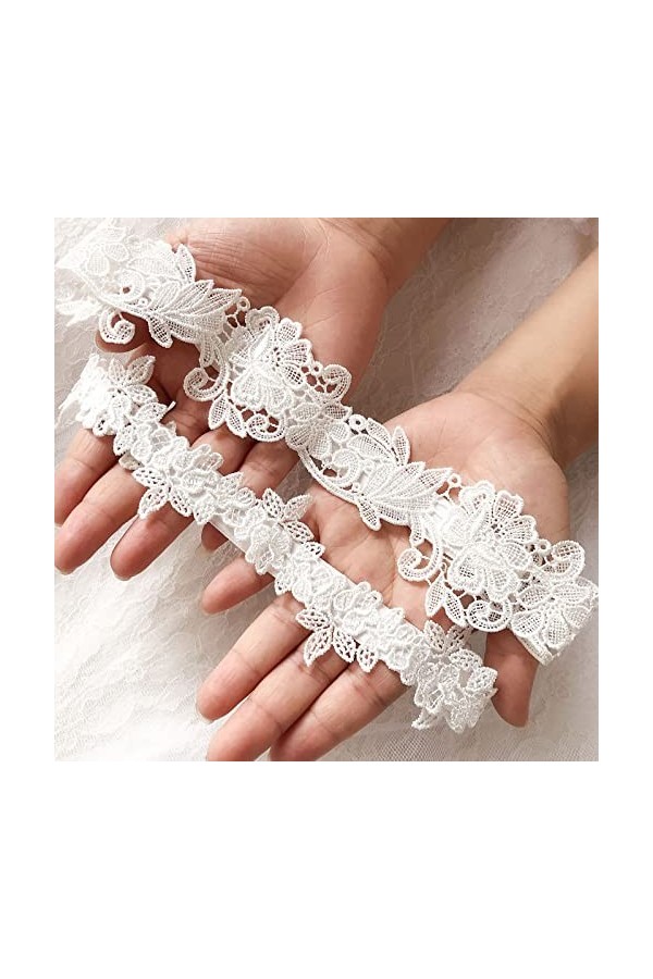 Jarretières de mariage pour mariée, ceinture en dentelle avec perles et fleurs - Décoration florale - Mariage occidental - An