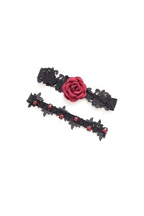 Jarretières de mariage pour mariée, lot de 2 jarretelles en dentelle pour femme, rose rouge, porte-jarretelles pour mariage, 