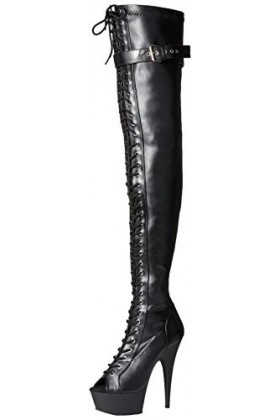 Pleaser DELIGHT-3025 Blk STR Faux Leather/Blk Matte UK 6 EU 39 