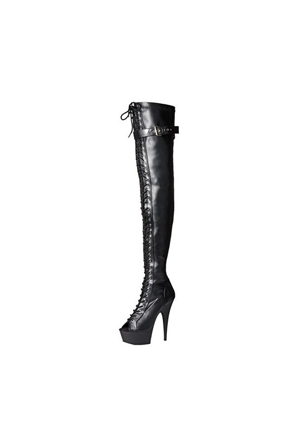 Pleaser DELIGHT-3025 Blk STR Faux Leather/Blk Matte UK 6 EU 39 